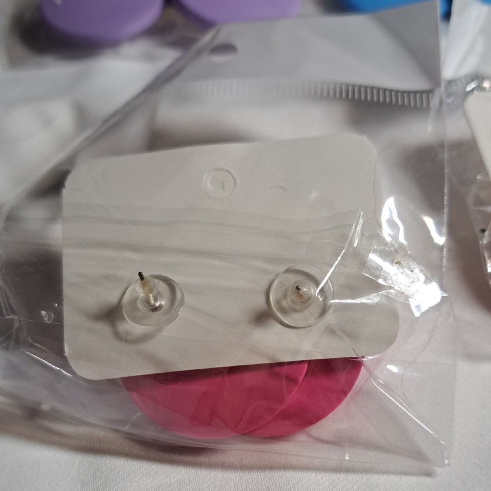 Colorful Button earring Set Of 19 - Picture 2 of 2
